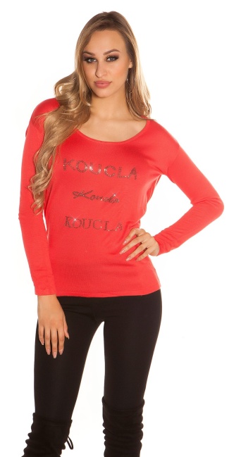 Trendy pullover with lace Coral